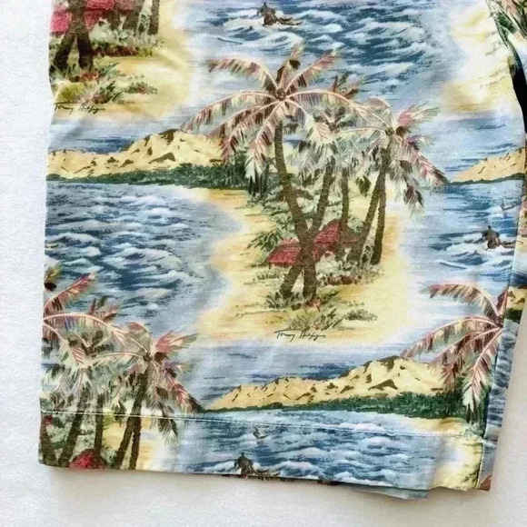 Tommy Hilfiger Beach Palm Graphic Floral Cotton Flat Front Chino Shorts Size 34 - Picture 5 of 15